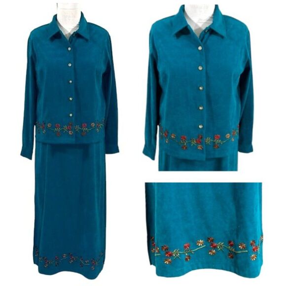 Fall Autumn Dress Set Large Jane Ashley 2 Piece Maxi Y2K - Picture 1 of 14